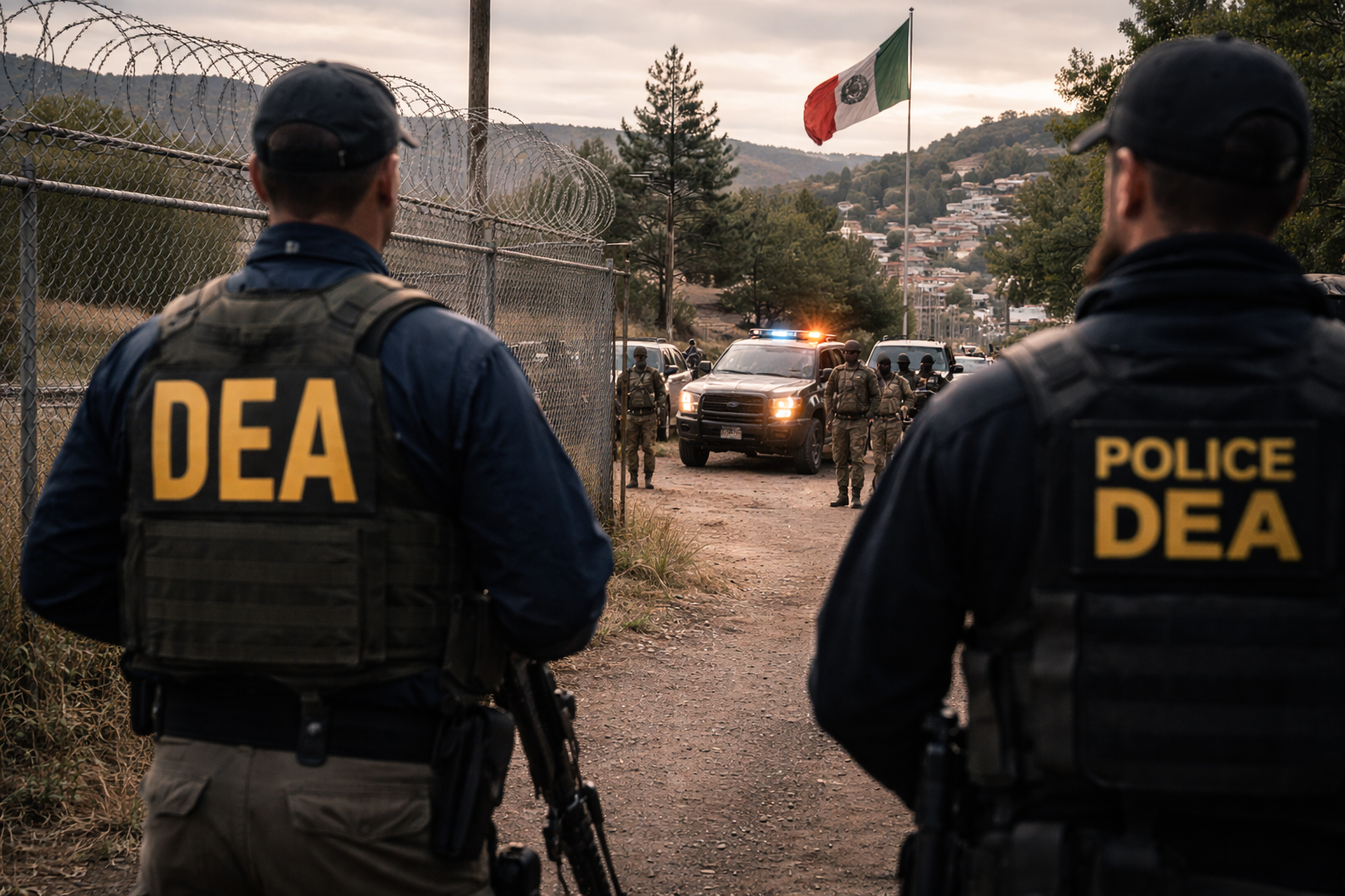Agentes de la DEA durante operativo de seguridad en la frontera entre Estados Unidos y México