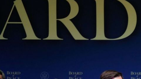 El presidente Donald Trump en la reunión de la Junta de Paz en el Instituto Estadounidense de la Paz.