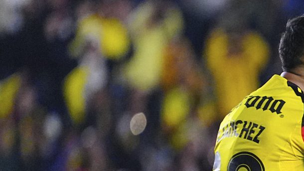 Ciudad de México, 7 de febrero de 2026. Alejandro Zendejas en festejo de gol, durante el partido correspondiente a la jornada 5 del torneo Clausura 2026 de la Liga BBVA MX, entre las Águilas del América y los Rayados del Monterrey, realizado en el estadio Ciudad de los Deportes. Foto: Imago7/ Manlio Contreras