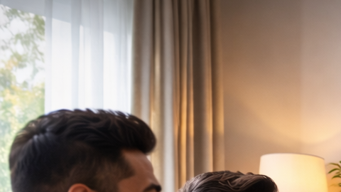 Grupo de amigos latinos celebrando un gol mientras ven un partido de fútbol en un televisor grande en sala de estar