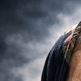 Imagen ilustrativa de Baba Vanga con escenario apocalíptico y nave extraterrestre en el cielo