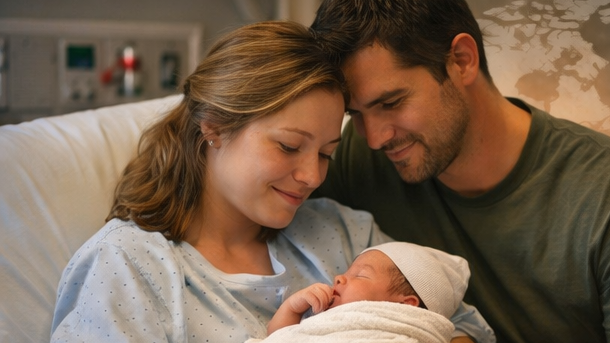 Familias de distintos orígenes sosteniendo a sus bebés recién nacidos en escenas íntimas y cálidas