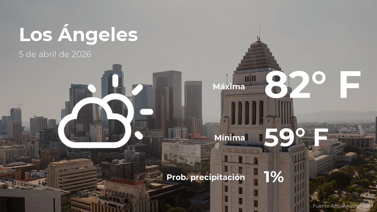 Pronóstico del clima en Los Ángeles para este domingo 5 de abril