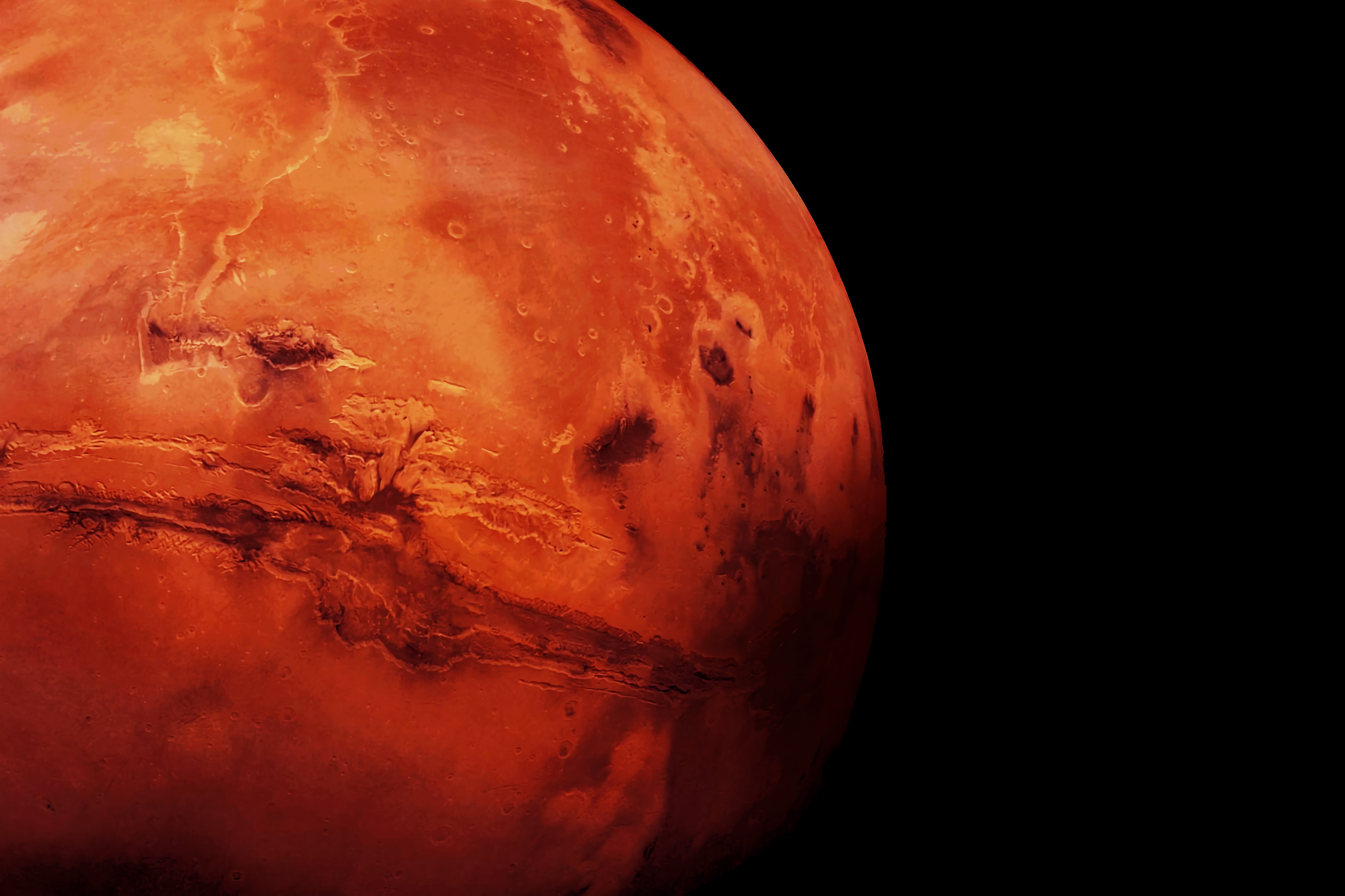 Planet,Mars,On,A,Dark,Background.,Elements,Of,This,Image
