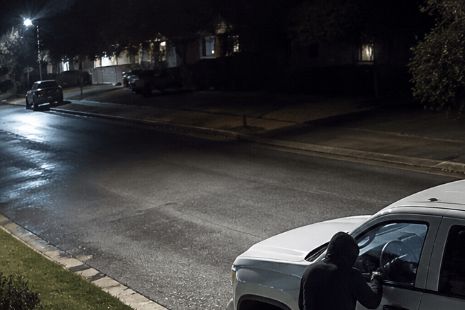 Robo de camioneta en una calle residencial durante la noche en San Antonio