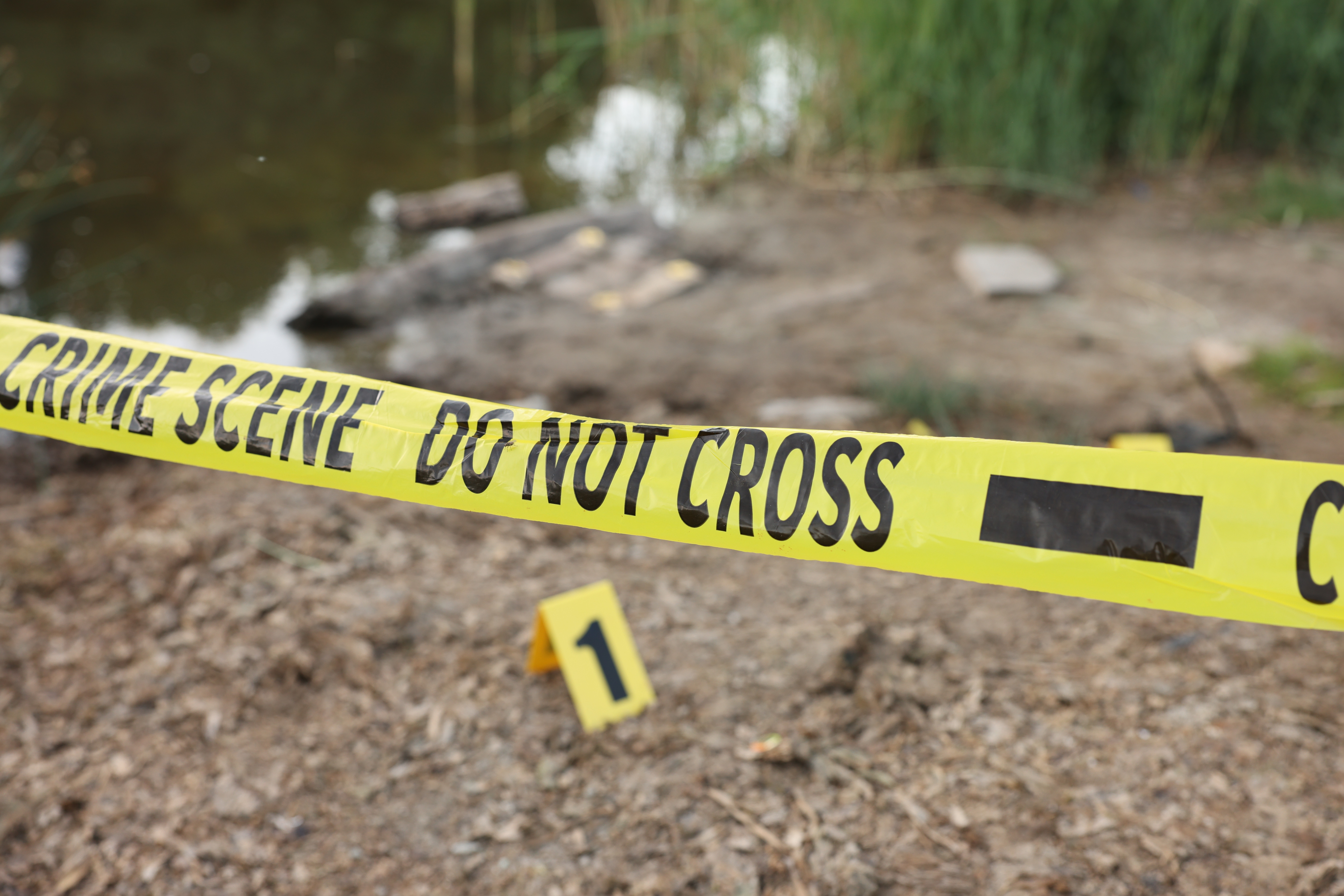 Forensic,Expertise.,Crime,Scene,With,Evidence,And,Police,Tape,Outdoors,