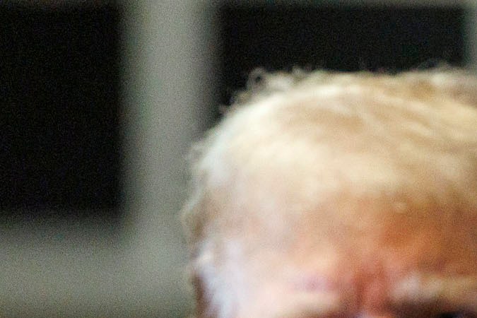 Former President Donald Trump, with his lawyer Todd Blanche, right, speaks to members of the media as he arrives at Manhattan criminal court, Tuesday, May 7, 2024, in New York. . (Sarah Yenesel/Pool Photo via AP)