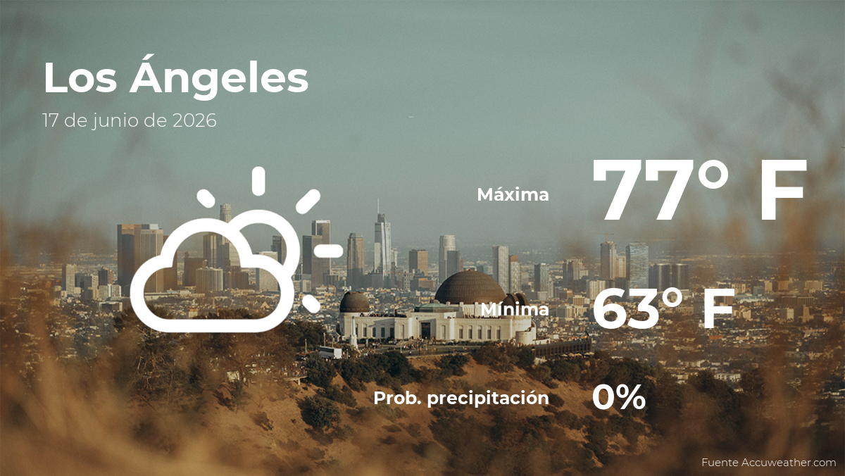 Clima de hoy en Los Ángeles para este miércoles 17 de junio