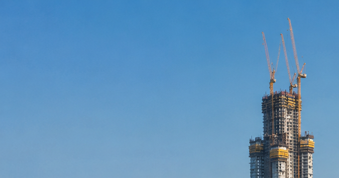 Torre Jeddah en construcción, con más de 100 pisos alcanzados.