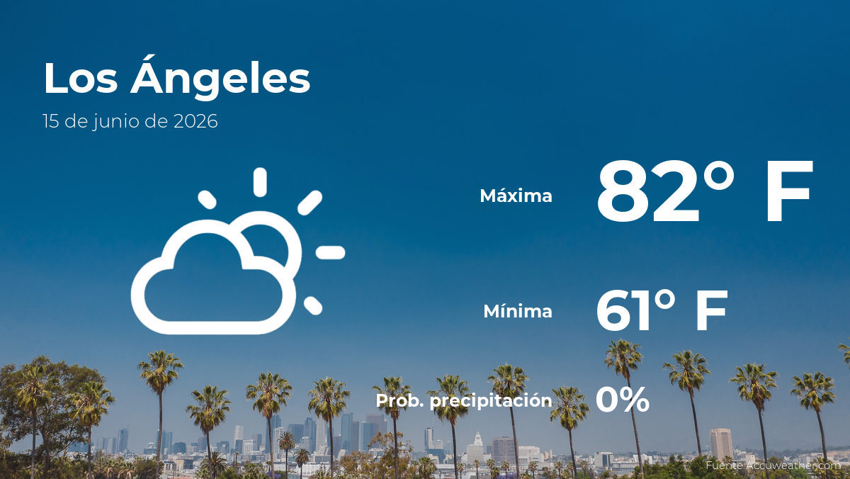 Pronóstico del tiempo en Los Ángeles para este lunes 15 de junio