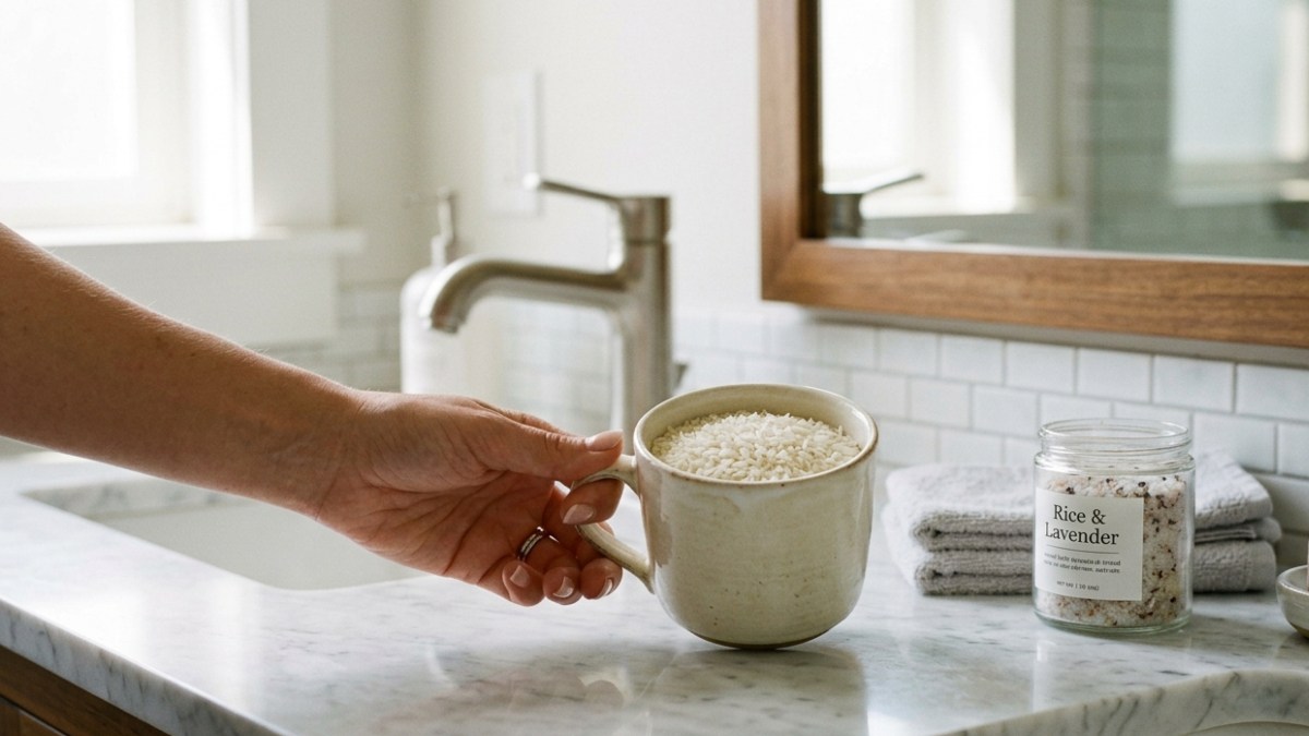 Para qué sirve colocar una taza con arroz en el baño
