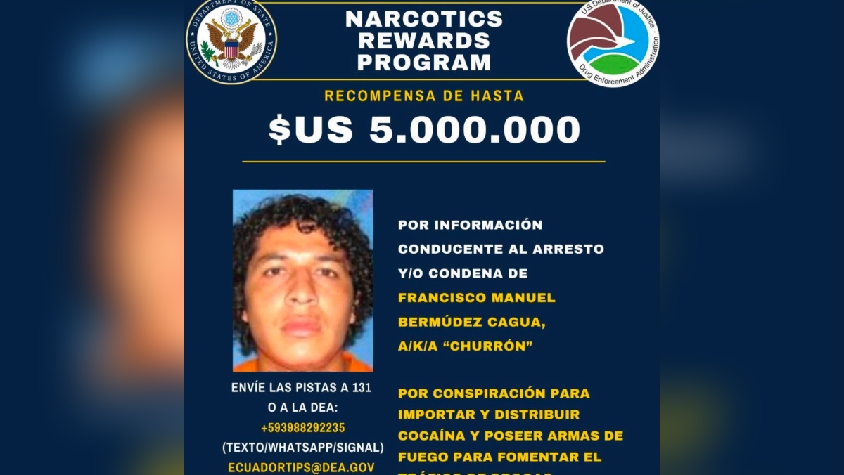Ecuador anuncia la captura de “Churrón”, líder de Los Choneros por quien EE.UU. ofrecía una recompensa
