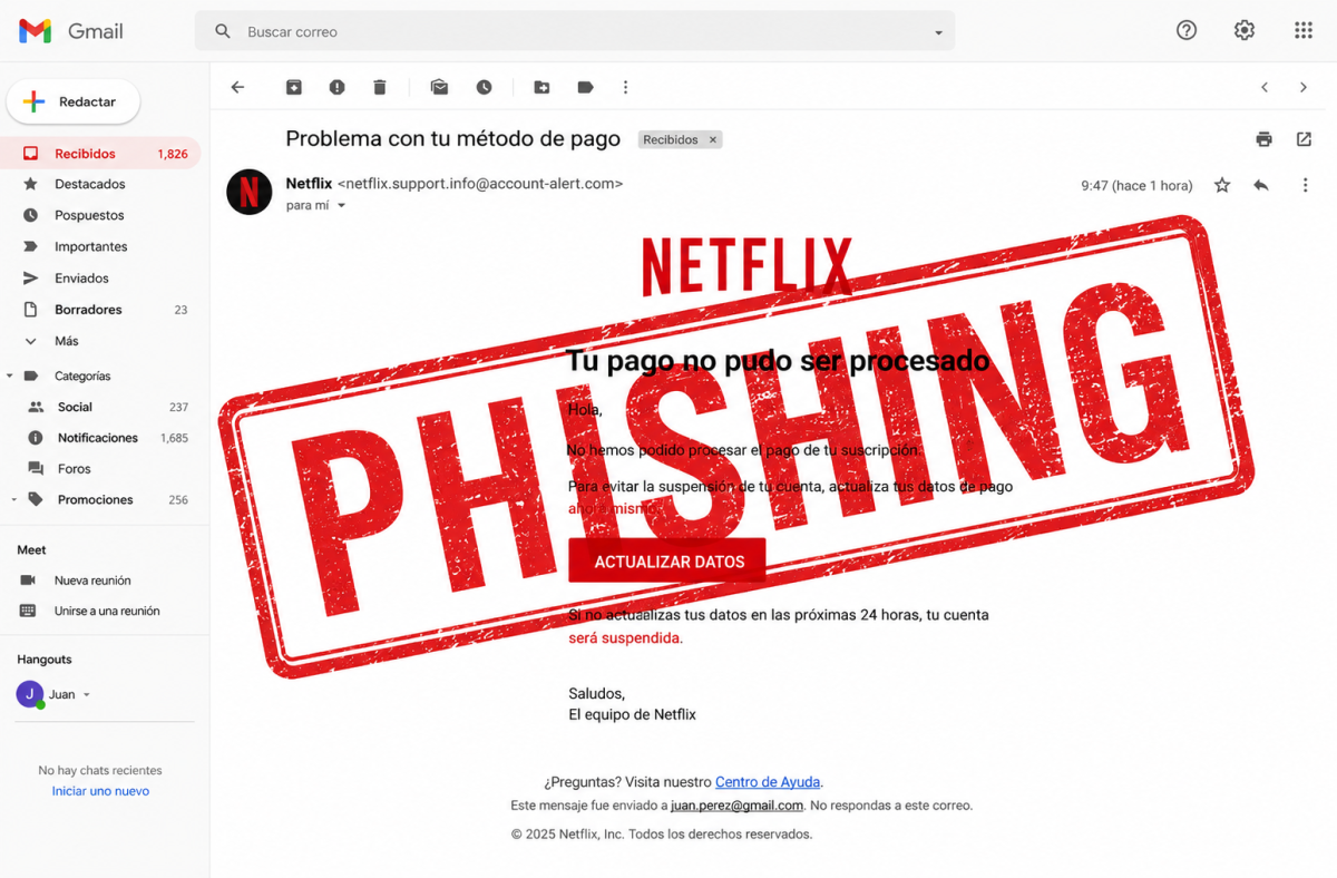 ¿Te llegó un correo urgente de Netflix? Podría ser una trampa