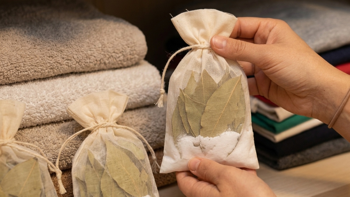 Truco casero con laurel y bicarbonato para eliminar malos olores del clóset