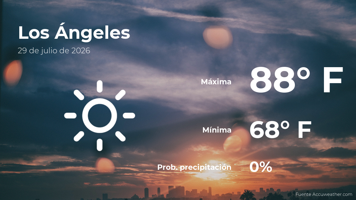 El tiempo de hoy en Los Ángeles para este miércoles 29 de julio