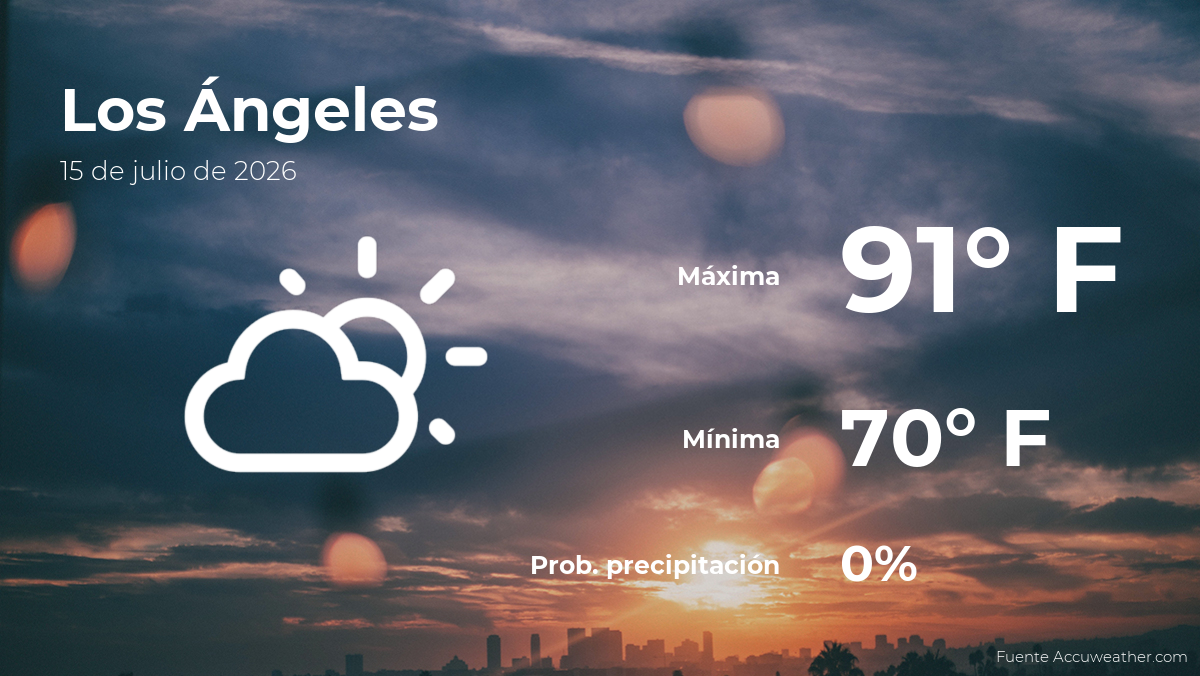 Los Ángeles: el tiempo para hoy miércoles 15 de julio