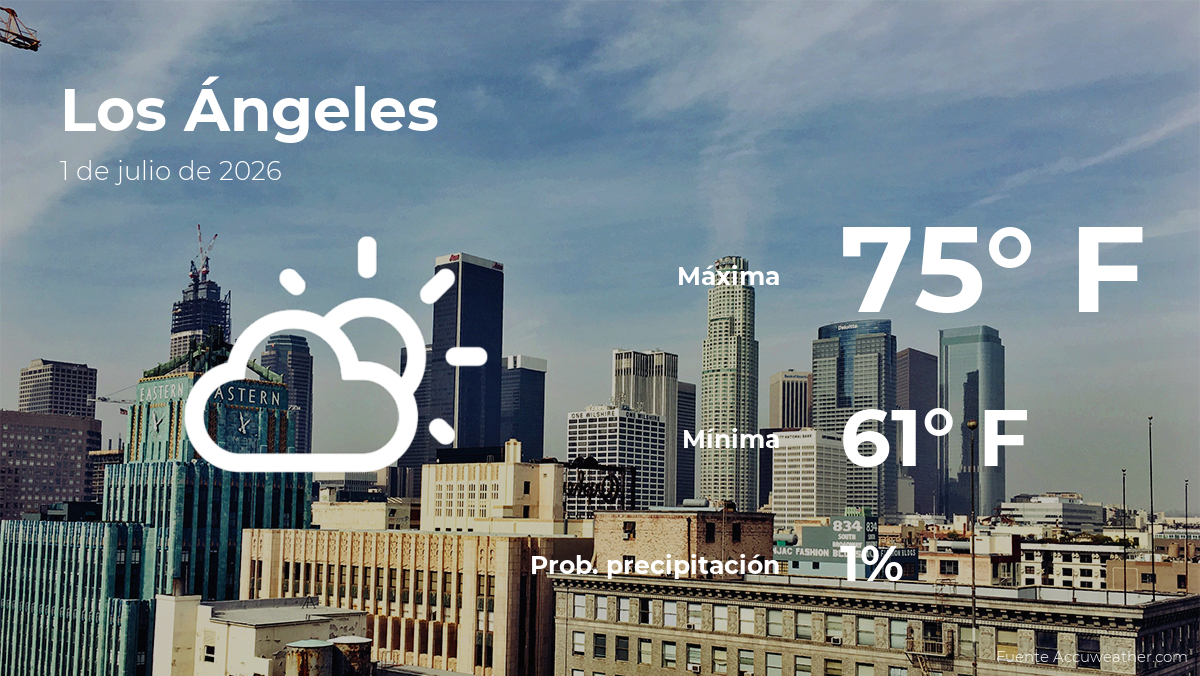 Pronóstico del tiempo en Los Ángeles para este miércoles 1 de julio