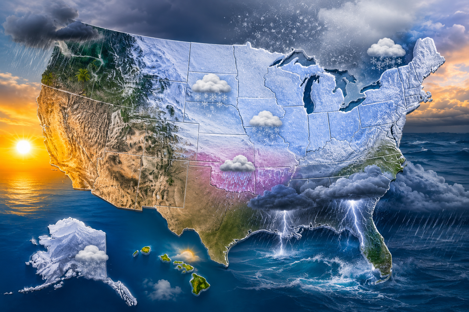 Cómo será el invierno 2026-2027 en cada estado de EE.UU.: nieve, frío y lluvias por El Niño