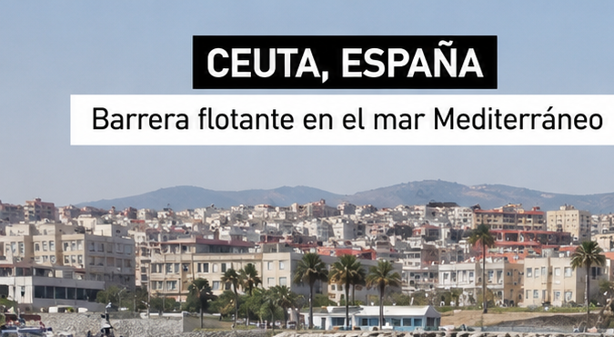Comparación de las barreras flotantes instaladas en Ceuta y en el Río Grande para frenar cruces de migrantes.