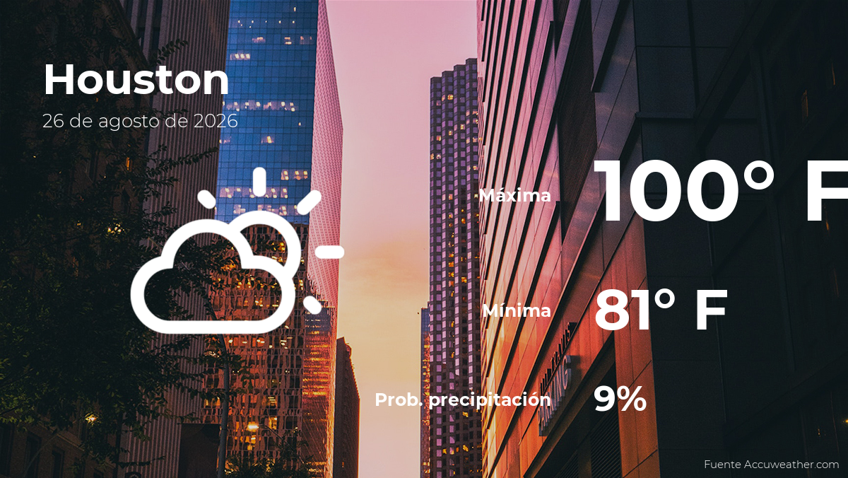 Clima de hoy en Houston para este miércoles 26 de agosto