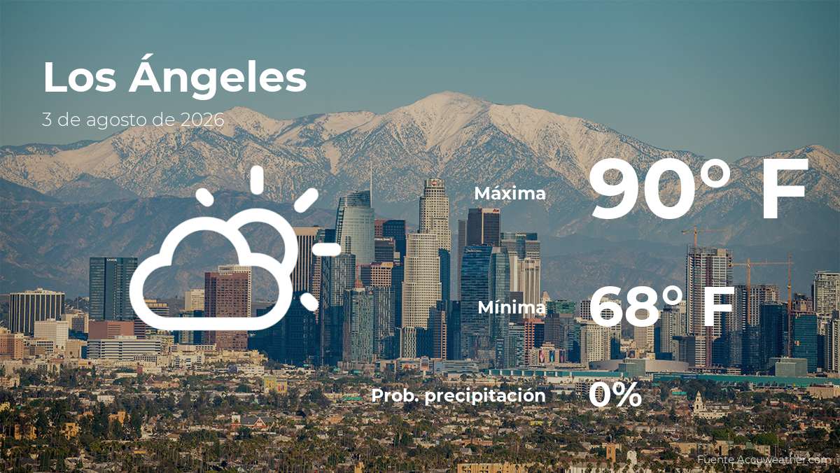 Clima de hoy en Los Ángeles para este lunes 3 de agosto