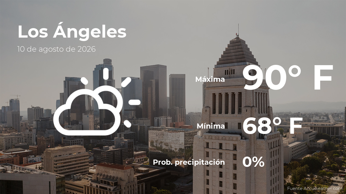 Pronóstico del clima en Los Ángeles para este lunes 10 de agosto