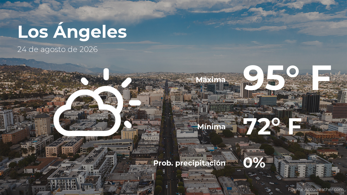 Pronóstico del clima en Los Ángeles para este lunes 24 de agosto