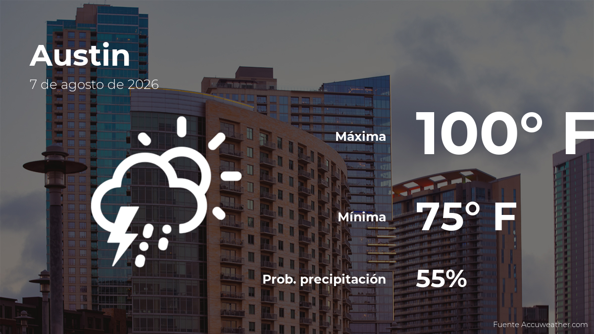 Pronóstico del tiempo en Austin, Texas para este viernes 7 de agosto
