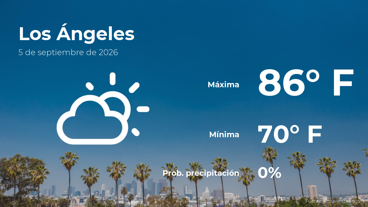 Pronóstico del clima en Los Ángeles para este sábado 5 de septiembre