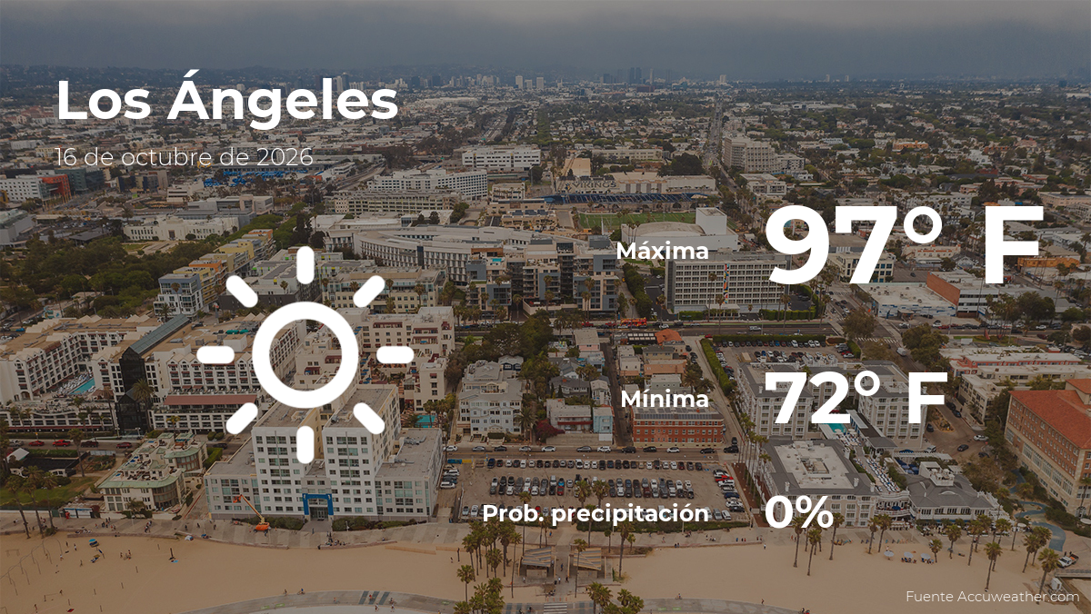 Pronóstico del clima en Los Ángeles para este viernes 16 de octubre